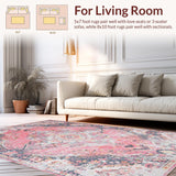 Ultra Soft Area Rug, Non Slip, Stain Resistant, Washable Area Rugs for Living Room, Bedroom, Vibrant Ogee Patterned Delight(Pink)