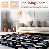 Ultra Soft Area Rug, Non Slip, Stain Resistant, Washable Area Rugs for Living Room, Bedroom, Sleek Monochrome Trellis Style(Black)