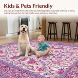 Ultra Soft Area Rug, Non Slip, Stain Resistant, Washable Area Rugs for Living Room, Bedroom, Serene Minimalist Botanical Outline(Pink)