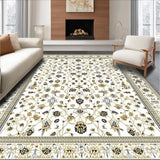Ultra Soft Area Rug, Non Slip, Stain Resistant, Washable Area Rugs for Living Room, Bedroom, Classy Beige Oriental Abstract Floral Design(White)