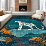 Ultra Soft Area Rug, Non Slip, Stain Resistant, Washable Area Rugs for Living Room, Bedroom, Chic Modern Animal Graphic Style(Blue)