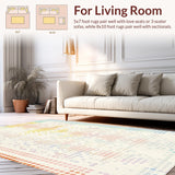 Ultra Soft Area Rug, Non Slip, Stain Resistant, Washable Area Rugs for Living Room, Bedroom, Fun Energetic Polka Dot Statement(White)