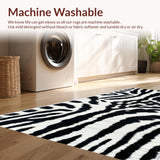 Ultra Soft Area Rug, Non Slip, Stain Resistant, Washable Area Rugs for Living Room, Bedroom, Black and White Zebra Entryway Non-Slip Runner(Black)