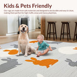 Ultra Soft Area Rug, Non Slip, Stain Resistant, Washable Area Rugs for Living Room, Bedroom, Delightful Cozy Farmhouse Vibe(Gray)