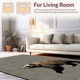 Ultra Soft Area Rug, Non Slip, Stain Resistant, Washable Area Rugs for Living Room, Bedroom, Striking Modern Organic Shapes(Brown)