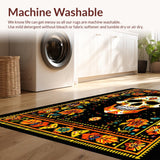 Ultra Soft Area Rug, Non Slip, Stain Resistant, Washable Area Rugs for Living Room, Bedroom, Eclectic Round Ethnic Textile(Orange)