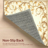 Botanical Scrollwork Area with Elegant Leafy Vines and Baroque Flourishes(Beige)