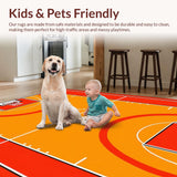 Ultra Soft Area Rug, Non Slip, Stain Resistant, Washable Area Rugs for Living Room, Bedroom, Contemporary Sports Motif Rug(Orange)
