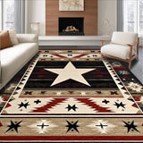 Ultra Soft Area Rug, Non Slip, Stain Resistant, Washable Area Rugs for Living Room, Bedroom, Rustic Americana Star Themed(Red)