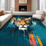 Ultra Soft Area Rug, Non Slip, Stain Resistant, Washable Area Rugs for Living Room, Bedroom, Contemporary Tiger Pattern Fusion(Orange)