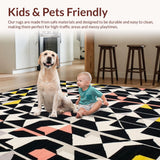 Ultra Soft Area Rug, Non Slip, Stain Resistant, Washable Area Rugs for Living Room, Bedroom, Chic Geometric Harlequin Aesthetic(Black)