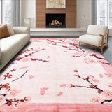 Ultra Soft Area Rug, Non Slip, Stain Resistant, Washable Area Rugs for Living Room, Bedroom, Graceful Pink Floral Arrangement(Pink)