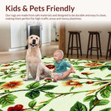 Ultra Soft Area Rug, Non Slip, Stain Resistant, Washable Area Rugs for Living Room, Bedroom, Lush Verdant Floral Motif(Beige)