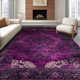 Ultra Soft Area Rug, Non Slip, Stain Resistant, Washable Area Rugs for Living Room, Bedroom, Elegant Distressed Oriental Motif(Purple)