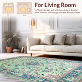 Ultra Soft Area Rug, Non Slip, Stain Resistant, Washable Area Rugs for Living Room, Bedroom, Eclectic Botanical Tiled Design(Ivory)