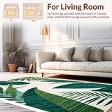 Ultra Soft Area Rug, Non Slip, Stain Resistant, Washable Area Rugs for Living Room, Bedroom, Vibrant Tropical Living Room Rug Washable Accent Piece(Green)