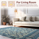 Ultra Soft Area Rug, Non Slip, Stain Resistant, Washable Area Rugs for Living Room, Bedroom, Chic Area with Striking Blue and Beige Abstract Motifs for Spaces(Blue)