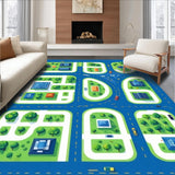Ultra Soft Area Rug, Non Slip, Stain Resistant, Washable Area Rugs for Living Room, Bedroom, Sky Blue Urban Adventure Play Area(Blue)