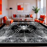 Ultra Soft Area Rug, Non Slip, Stain Resistant, Washable Area Rugs for Living Room, Bedroom, Spooky Spider Web Area Rug(Black)