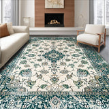 Ultra Soft Area Rug, Non Slip, Stain Resistant, Washable Area Rugs for Living Room, Bedroom, Chic Vintage Tiled Pattern(Ivory)