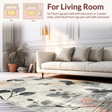 Ultra Soft Area Rug, Non Slip, Stain Resistant, Washable Area Rugs for Living Room, Bedroom, Midnight Bloom Black And White Floral Inspired Rug(Gray)