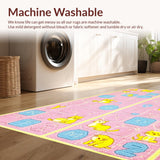 Ultra Soft Area Rug, Non Slip, Stain Resistant, Washable Area Rugs for Living Room, Bedroom, Bright Cheerful Learning Adventure Rug(Pink)