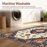 Ultra Soft Area Rug, Non Slip, Stain Resistant, Washable Area Rugs for Living Room, Bedroom, Chic Vintage Tiled Design(White)