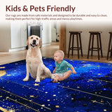 Ultra Soft Area Rug, Non Slip, Stain Resistant, Washable Area Rugs for Living Room, Bedroom, Radiant Nebula Artful Creation(Blue)