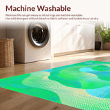 Ultra Soft Area Rug, Non Slip, Stain Resistant, Washable Area Rugs for Living Room, Bedroom, Whimsical Ogee Modern Print(Green)