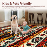 Ultra Soft Area Rug, Non Slip, Stain Resistant, Washable Area Rugs for Living Room, Bedroom, Southwest Tribal Living Room Rug in Warm Rust Tones(Red)