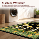 Ultra Soft Area Rug, Non Slip, Stain Resistant, Washable Area Rugs for Living Room, Bedroom, Artful Black and Green Elements(Yellow)