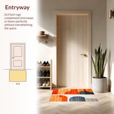Ultra Soft Area Rug, Non Slip, Stain Resistant, Washable Area Rugs for Living Room, Bedroom, Chic Modern Organic Shapes(Orange)