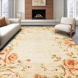 Ultra Soft Area Rug, Non Slip, Stain Resistant, Washable Area Rugs for Living Room, Bedroom, Vintage Beige Distressed Floral Accent(Beige)