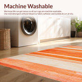 Ultra Soft Area Rug, Non Slip, Stain Resistant, Washable Area Rugs for Living Room, Bedroom, Artful Stripes with Playful Vibes(Orange)