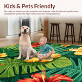 Ultra Soft Area Rug, Non Slip, Stain Resistant, Washable Area Rugs for Living Room, Bedroom, Dynamic Nature-Inspired Artistry(Green)
