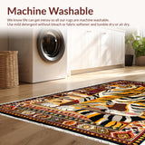 Ultra Soft Area Rug, Non Slip, Stain Resistant, Washable Area Rugs for Living Room, Bedroom, Boho Yellow Tiger Print Living Room Rug(Yellow)