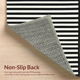 Ultra Soft Area Rug, Non Slip, Stain Resistant, Washable Area Rugs for Living Room, Bedroom, Contemporary Black White Striped Rug:  Indoor/Outdoor Design(Black)