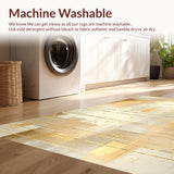 Ultra Soft Area Rug, Non Slip, Stain Resistant, Washable Area Rugs for Living Room, Bedroom, Luxurious Gold Foil Inspired Runner Featuring Sleek Modern Lines(Beige)