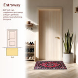 Ultra Soft Area Rug, Non Slip, Stain Resistant, Washable Area Rugs for Living Room, Bedroom, Vibrant Retro Ogee Style Rug(Red)