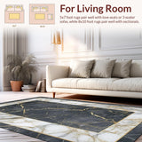 Ultra Soft Area Rug, Non Slip, Stain Resistant, Washable Area Rugs for Living Room, Bedroom, Contemporary Abstract Gold Patterning(Gray)