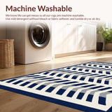 Ultra Soft Area Rug, Non Slip, Stain Resistant, Washable Area Rugs for Living Room, Bedroom, Modern Chevron Design Area(Blue)