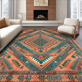 Ultra Soft Area Rug, Non Slip, Stain Resistant, Washable Area Rugs for Living Room, Bedroom, Cozy Earthy Toned Medallion Style(Orange)
