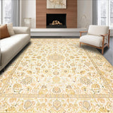 Ultra Soft Area Rug, Non Slip, Stain Resistant, Washable Area Rugs for Living Room, Bedroom, Ivory & Beige Round Floral Medallion(Beige)