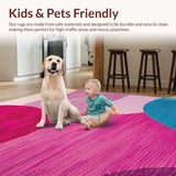 Ultra Soft Area Rug, Non Slip, Stain Resistant, Washable Area Rugs for Living Room, Bedroom, Contemporary Pink Blue Nursery Play Area Carpet(Pink)