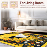 Ultra Soft Area Rug, Non Slip, Stain Resistant, Washable Area Rugs for Living Room, Bedroom, Bright Cheerful Pollinator Theme(Yellow)