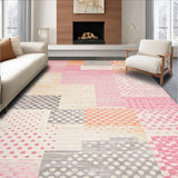 Ultra Soft Area Rug, Non Slip, Stain Resistant, Washable Area Rugs for Living Room, Bedroom, Geometric Spotted for Entryway(Pink)