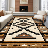 Ultra Soft Area Rug, Non Slip, Stain Resistant, Washable Area Rugs for Living Room, Bedroom, Waterproof Runner with Navajo Inspired Design(Beige)