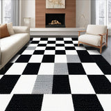 Ultra Soft Area Rug, Non Slip, Stain Resistant, Washable Area Rugs for Living Room, Bedroom, Modern Black and White Living Room Washable Rug(Black)