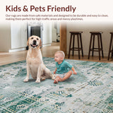 Ultra Soft Area Rug, Non Slip, Stain Resistant, Washable Area Rugs for Living Room, Bedroom, Vintage Inspired Distressed Aesthetic(Gray)