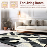 Ultra Soft Area Rug, Non Slip, Stain Resistant, Washable Area Rugs for Living Room, Bedroom, Rustic Vintage Inspired Motif(Beige)